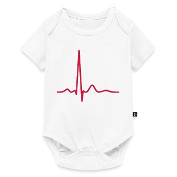 Herzschlag-EKG-Linie Medizinischer Pulswellen-Ikon-Vektor - Baby Premium Kurzarmbody - Weiß - Vorne