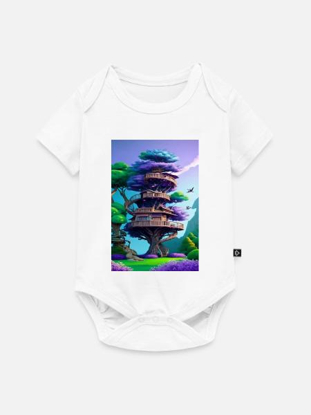 Treehouse Purple - Baby Premium Kurzarmbody - Weiß