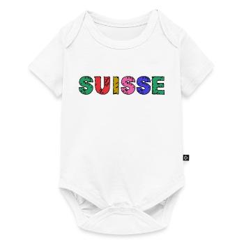 SUISSE. PAYS. GENEVE. HUMOUR. DRAPEAU. GENEVE - Body à manches courtes Premium Bébé - blanc - Devant