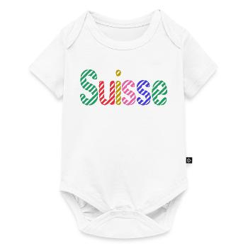 SUISSE. HUMOUR. PAYS. DRAPEAU. GENEVE. LAUSANNE - Body à manches courtes Premium Bébé - blanc - Devant