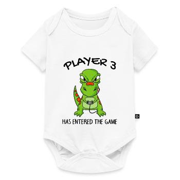 Spieler 3 hat das Spiel Betreten Baby Dinosaurier - Baby Premium Kurzarmbody - Weiß - Vorne