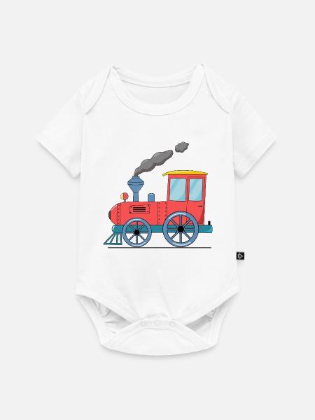 Kinderzug Eisenbahn rosa - Baby Premium Kurzarmbody - Weiß