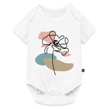 Abstrakte Mohnblume Poppies line art Farbklecks - Baby Premium Kurzarmbody - Weiß - Vorne