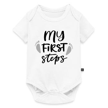 First Steps Erste Schritte Baby  - Baby Premium Kurzarmbody - Weiß - Vorne