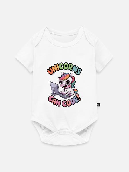 Einhörner können programmieren! - Baby Premium Kurzarmbody - Weiß