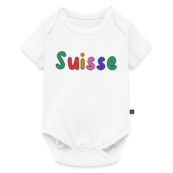 SUISSE. PAYS. GENEVE. HUMOUR. DRAPEAU - Body à manches courtes Premium Bébé - blanc - Devant