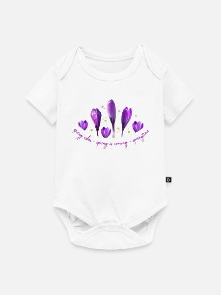 Krokusse Frühling - Baby Premium Kurzarmbody - Weiß