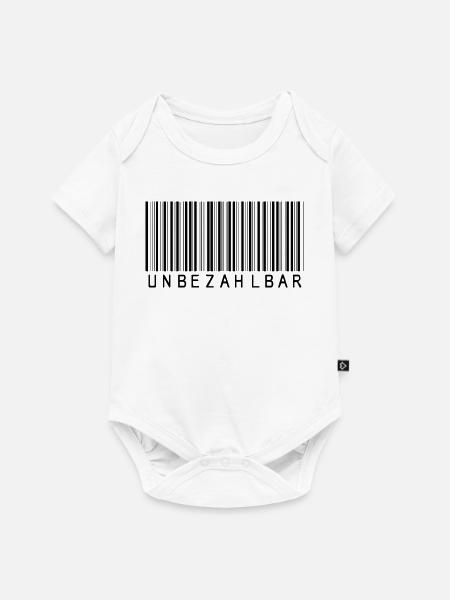 Barcode "Unbezahlbar" schwarz - Baby Premium Kurzarmbody - Weiß