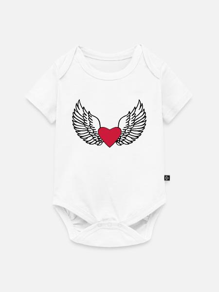 Herz und Flügel - Baby Premium Kurzarmbody - Weiß