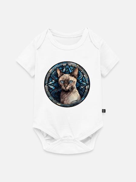 Burma-Katzenrasse Aquarellglas - Baby Premium Kurzarmbody - Weiß