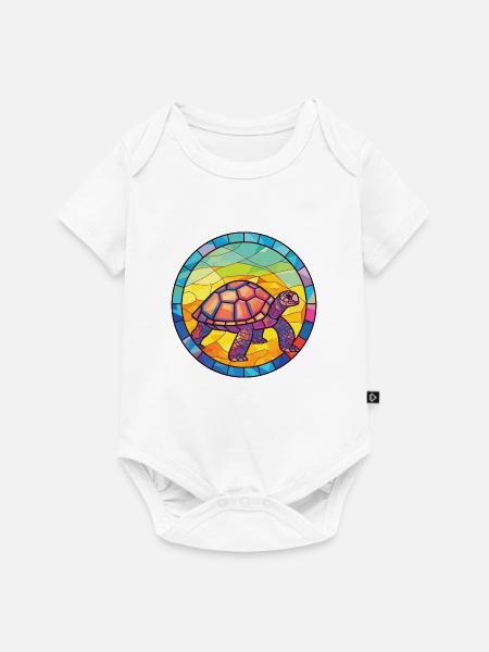Bunte Aquarell-Tierillustration der Schildkröte - Baby Premium Kurzarmbody - Weiß