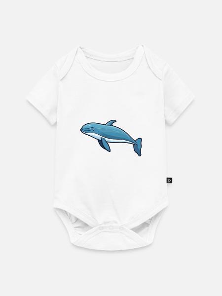 Buckelwal-Karikatur-Kawaii-Illustration - Baby Premium Kurzarmbody - Weiß