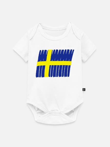 Sweden flag paint - Baby Premium Kurzarmbody - Weiß