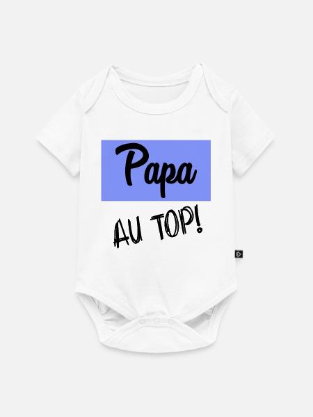 PAPA AN DER SPITZE - Baby Premium Kurzarmbody - Weiß