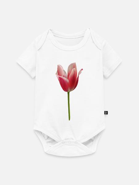 pinke Tulpe - Baby Premium Kurzarmbody - Weiß