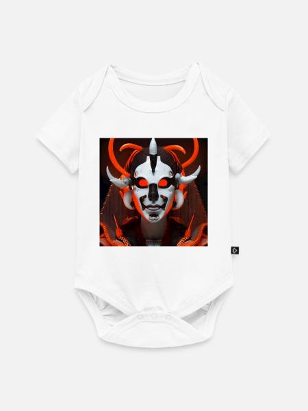 Neon Dämonenmaske Cyberlook - Baby Premium Kurzarmbody - Weiß