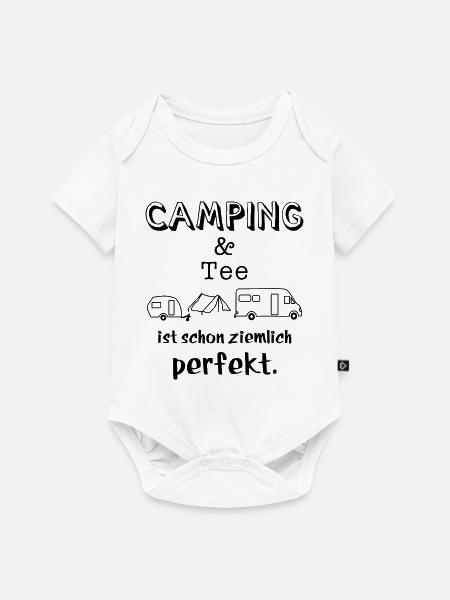 camping und tee - Baby Premium Kurzarmbody - Weiß