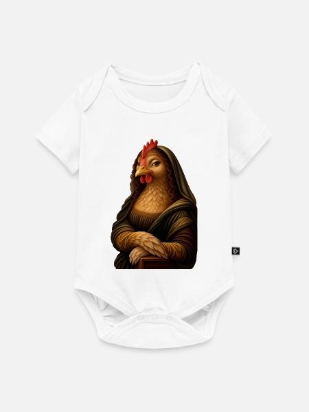Mona Lisa als Huhn - Baby Premium Kurzarmbody - Weiß