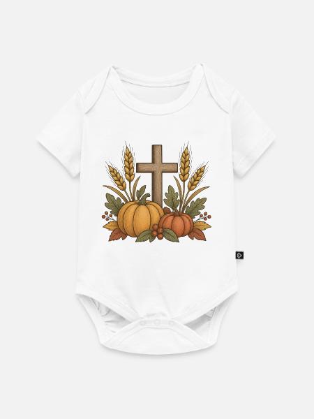 Herbsternte Kreuz Motiv - Baby Premium Kurzarmbody - Weiß