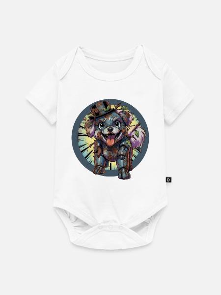 Mecha Hund Rostig und Verschmutzt - Baby Premium Kurzarmbody - Weiß