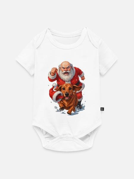 Dackel klaut Weihnachtsmannmütze - Baby Premium Kurzarmbody - Weiß