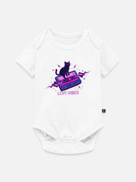 Lofi Vibes Cool Cat Kassette - Baby Premium Kurzarmbody - Weiß