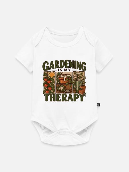 Gardening Is My Therapy - Baby Premium Kurzarmbody - Weiß
