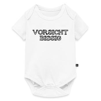 Vorsicht bissig Schriftzug handgezeichnet - Baby Premium Kurzarmbody - Weiß - Vorne