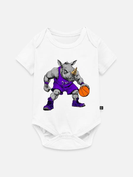 Basketball Nashorn Rhino - Baby Premium Kurzarmbody - Weiß