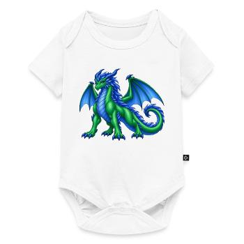 Majestätische Drachenmutter – Blau Grüner Drache - Baby Premium Kurzarmbody - Weiß - Vorne