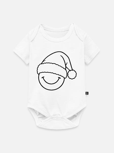 Smile mit Weihnachtsmütze - Baby Premium Kurzarmbody - Weiß