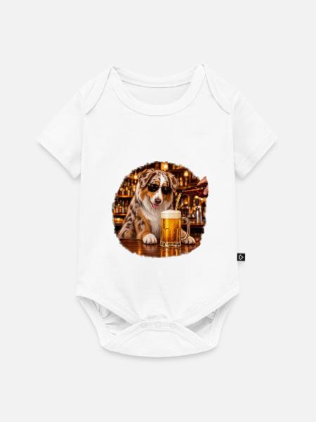 Australian Shepherd Trinken – Aussie Hundeliebhaber - Baby Premium Kurzarmbody - Weiß