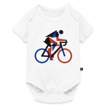 Bauhaus Geometric Cyclist Retro Risograph Art - Baby Premium Kurzarmbody - Weiß - Vorne