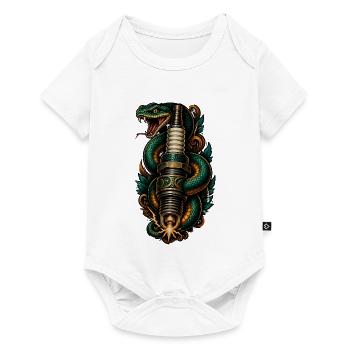 Zündkerze Schlange Tattoo Neo Traditional T-Shirt - Baby Premium Kurzarmbody - Weiß - Vorne