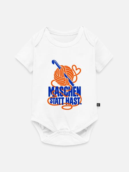 Maschen statt Hast. – Häkeln - Baby Premium Kurzarmbody - Weiß