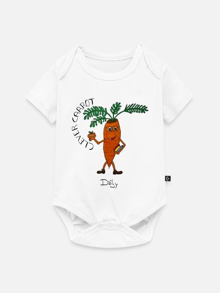 CleverCarrot – schlaue Karotte mit Büchern - Baby Premium Kurzarmbody - Weiß