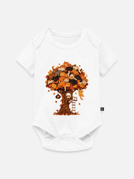 Katzenbaum Herbsttraum - Baby Premium Kurzarmbody - Weiß
