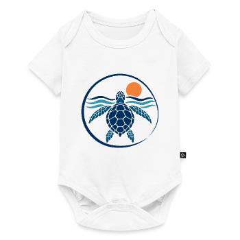 Sonnenschildkröte auf Wellen - Baby Premium Kurzarmbody - Weiß - Vorne