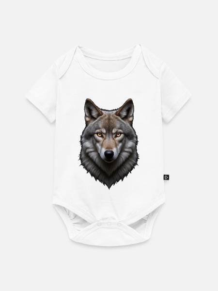 Wolfskopf  - Baby Premium Kurzarmbody - Weiß