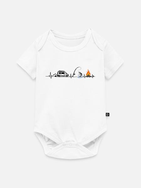 Camping und Angeln - Baby Premium Kurzarmbody - Weiß