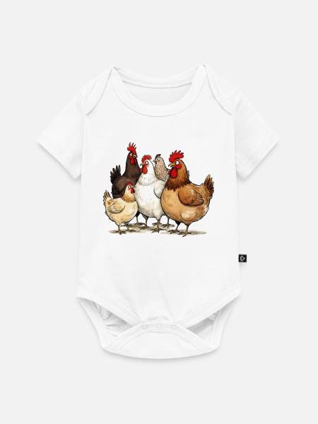 Hennentruppe am Hof Hühner-Flüsterer - Baby Premium Kurzarmbody - Weiß