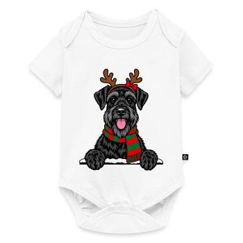 Riesenschnauzer Weihnachtshund mit Rentierohren - Baby Premium Kurzarmbody - Weiß - Vorne