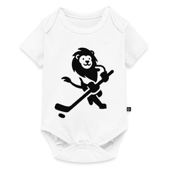 Löwe Wildkatze Eishockeyspieler Silhouette Minimal - Baby Premium Kurzarmbody - Weiß - Vorne