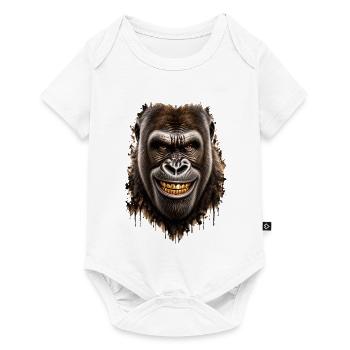 Gorilla mit goldenem Lächeln – Urbaner Stil - Baby Premium Kurzarmbody - Weiß - Vorne