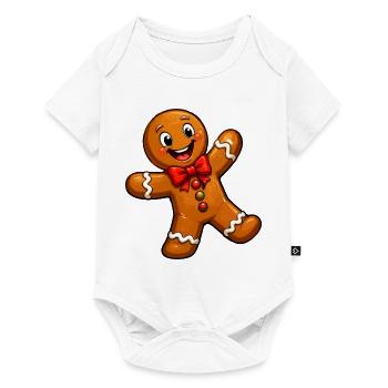 Lebkuchenmann mit roter Schleife - Baby Premium Kurzarmbody - Weiß - Vorne