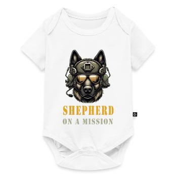 Schäferhund mit Militärhelm und Sonnenbrille - Baby Premium Kurzarmbody - Weiß - Vorne