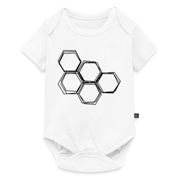 Honigwabe handgezeichnet - Baby Premium Kurzarmbody - Weiß - Vorne