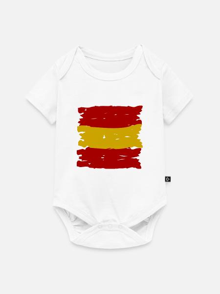 Spanien Flaggenstreifen Pinselkunst - Baby Premium Kurzarmbody - Weiß