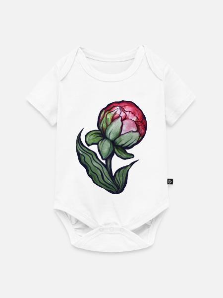 Petal Bloom Aquarell Pfingstrose - Baby Premium Kurzarmbody - Weiß