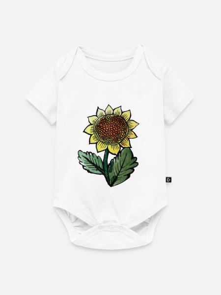 Sonnenblumen-Skizze-Botanischer Tee - Baby Premium Kurzarmbody - Weiß